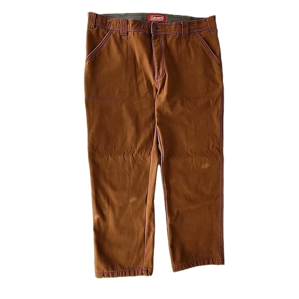 NWOT Coleman Mens 38x29 Jeans Brown Fleece-Lined Stretch Gorpcore Outdoors EUC